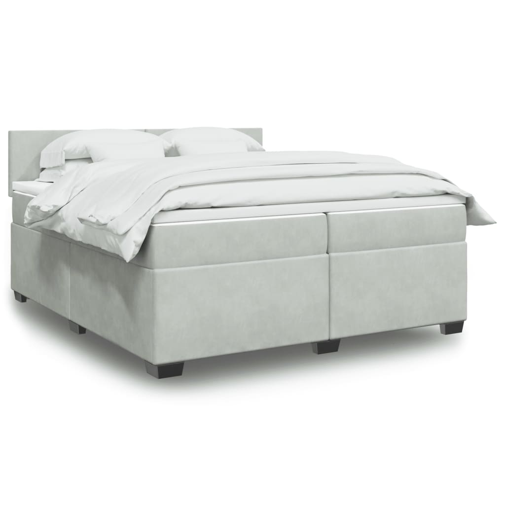 Boxspringbett Mit Matratze Samt Hellgrau
