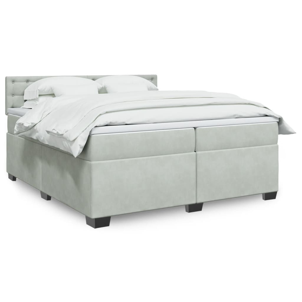 Boxspringbett Mit Matratze Samt Hellgrau