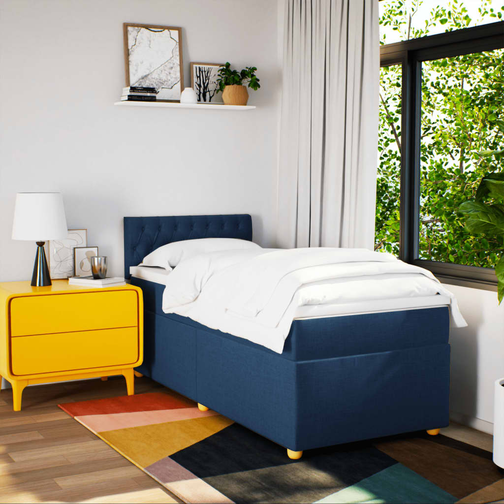 Boxspringbett Mit Matratze Stoff Blau