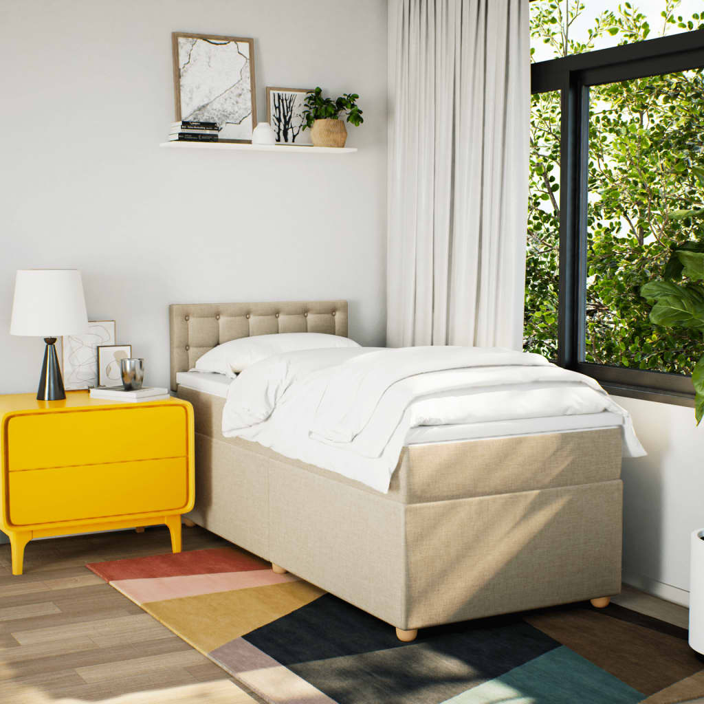 Boxspringbett Mit Matratze Stoff Creme