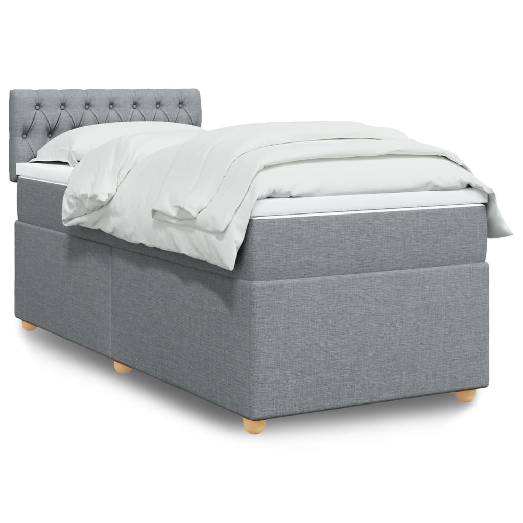 Boxspringbett Mit Matratze Stoff Hellgrau