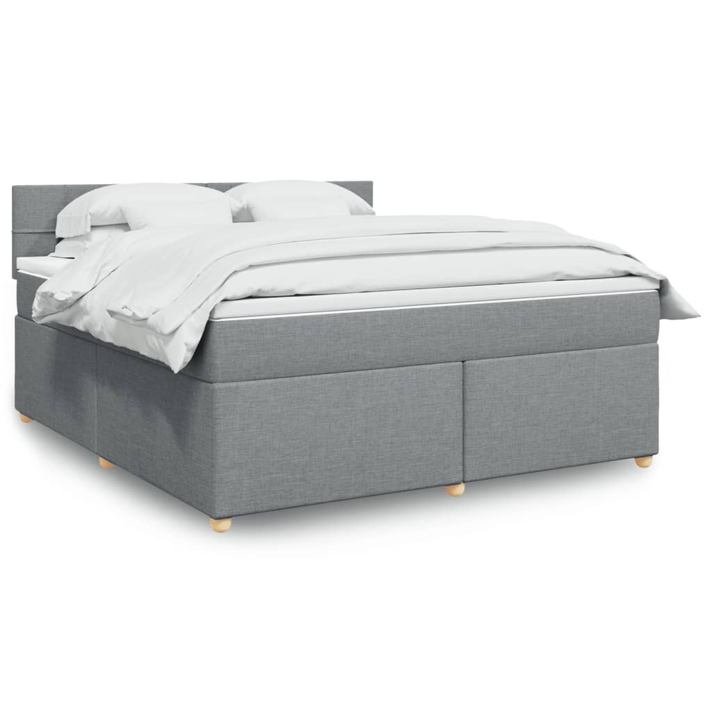 Boxspringbett Mit Matratze Stoff Hellgrau