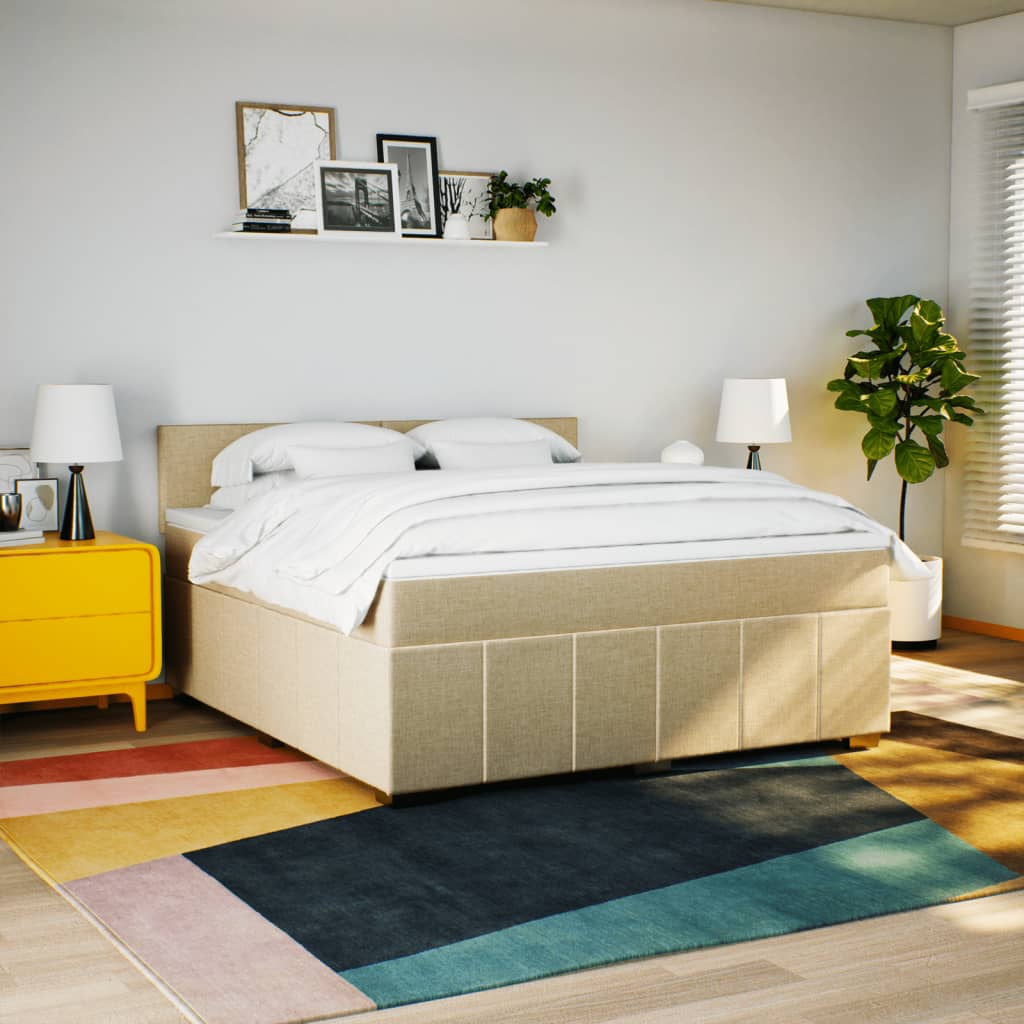 Boxspringbett Mit Matratze Stoff Creme