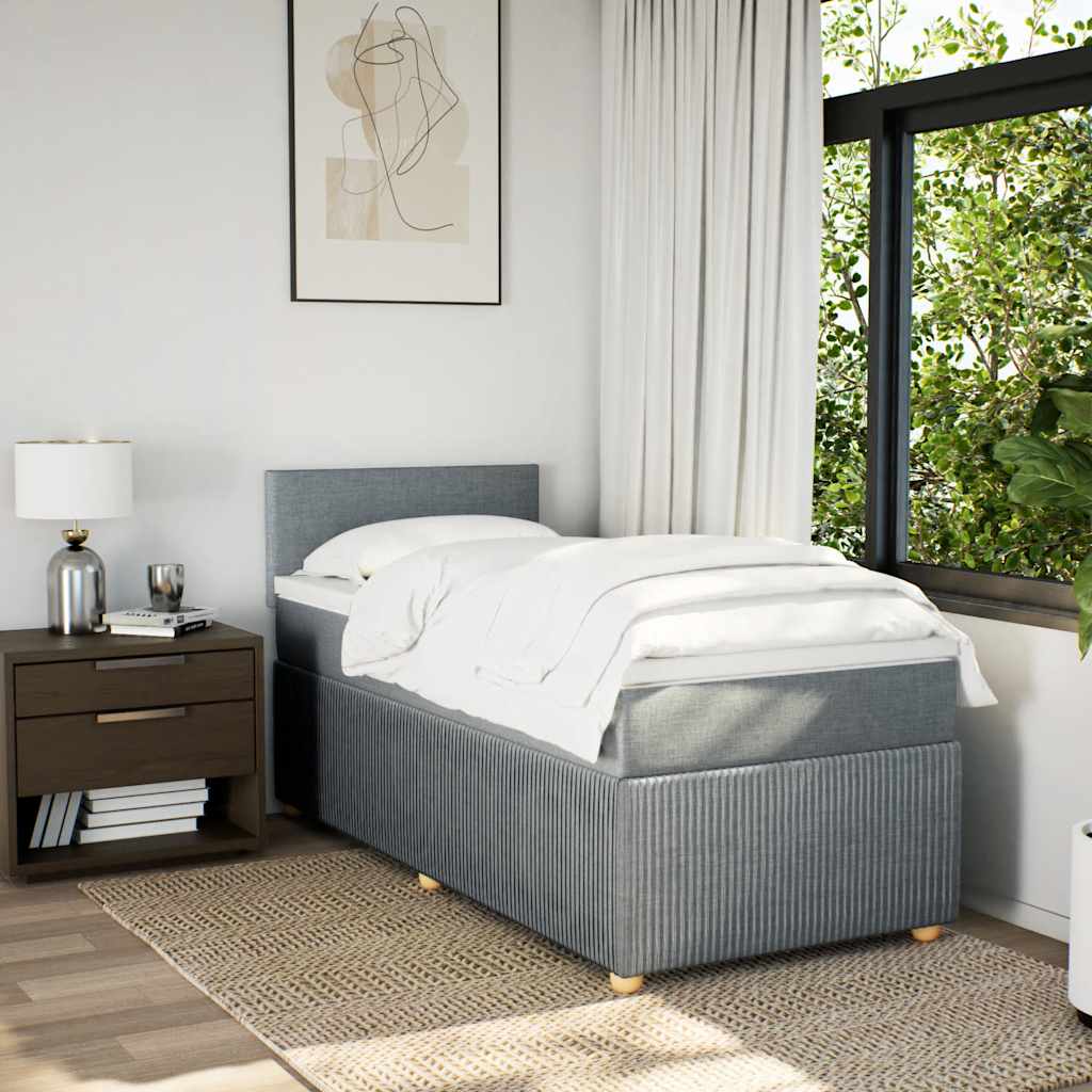 Boxspringbett Mit Matratze Stoff Hellgrau