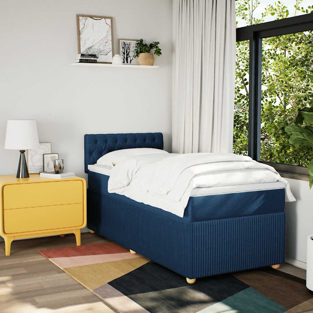 Boxspringbett Mit Matratze Stoff Blau