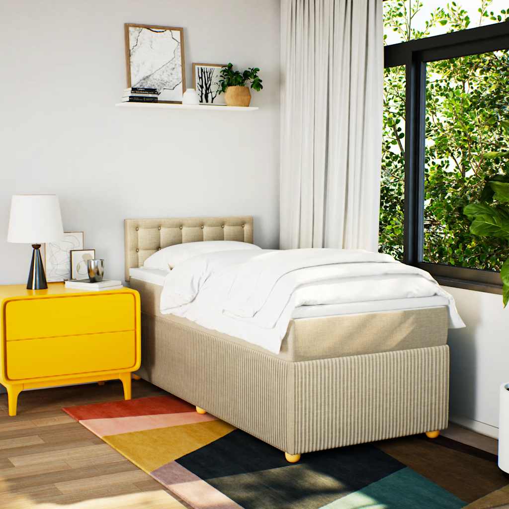 Boxspringbett Mit Matratze Stoff Creme