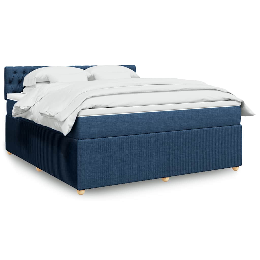 Boxspringbett Mit Matratze Stoff Blau