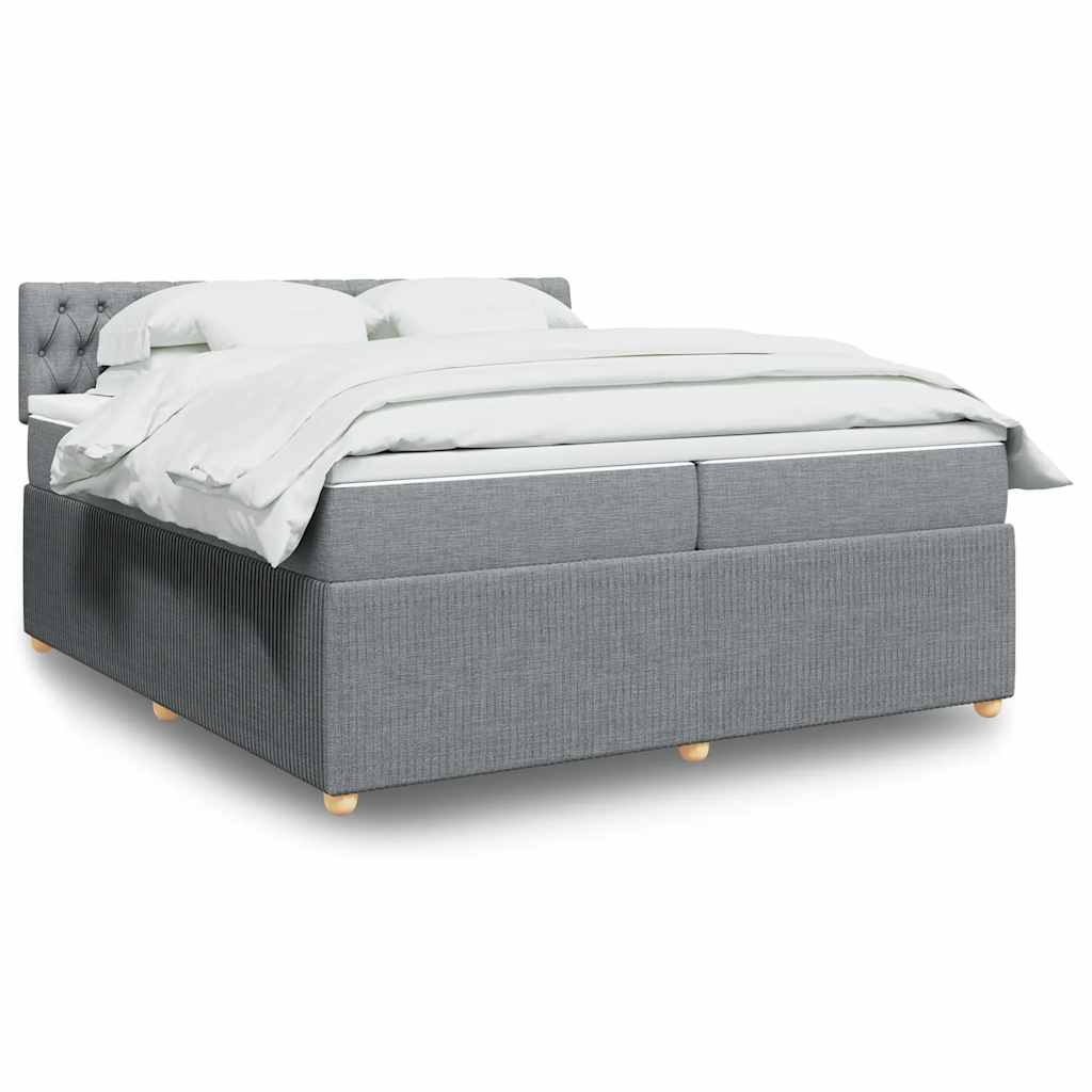 Boxspringbett Mit Matratze Stoff Hellgrau