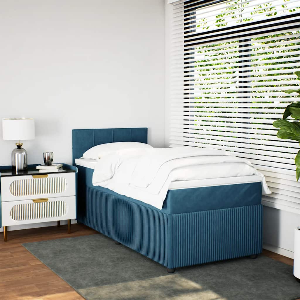 Boxspringbett Mit Matratze Samt Blau