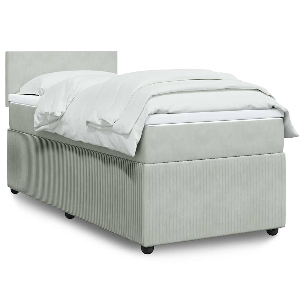 Boxspringbett Mit Matratze Samt Hellgrau