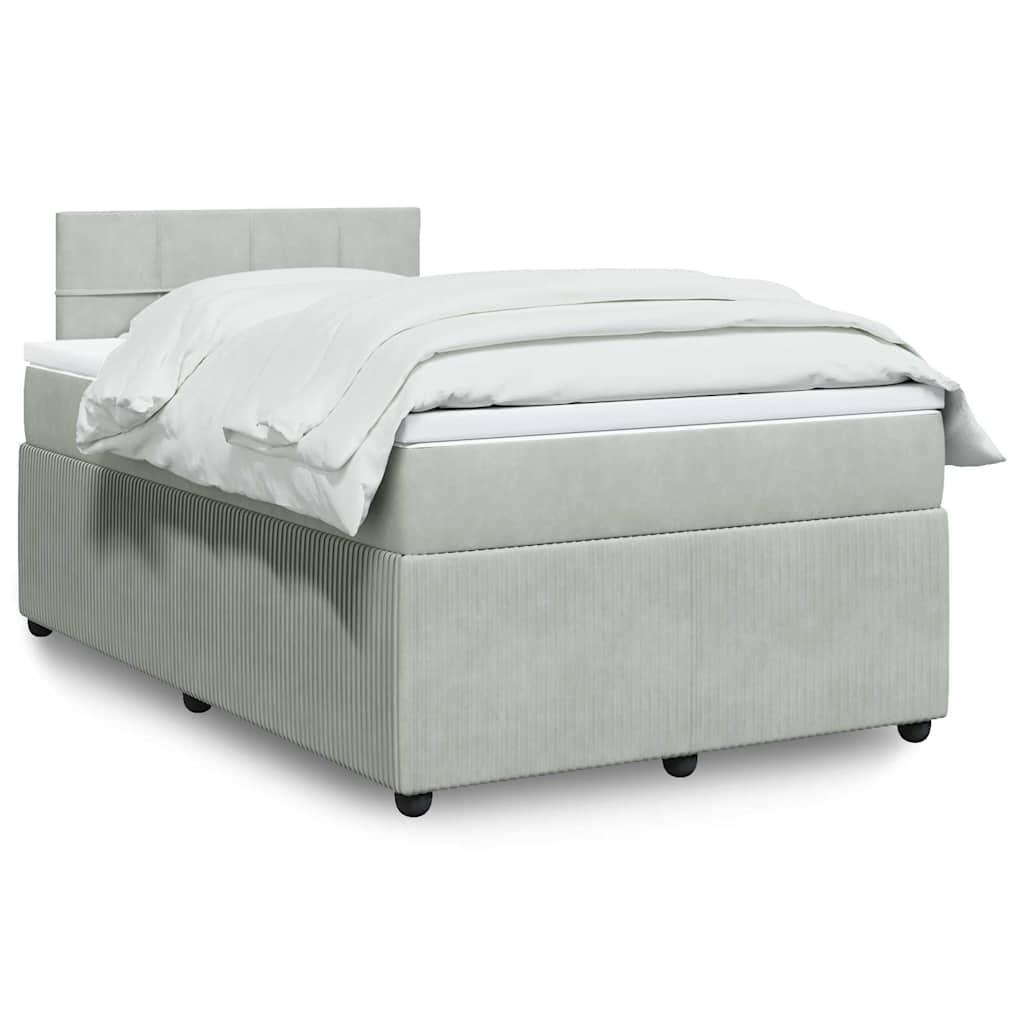 Boxspringbett Mit Matratze Samt Hellgrau