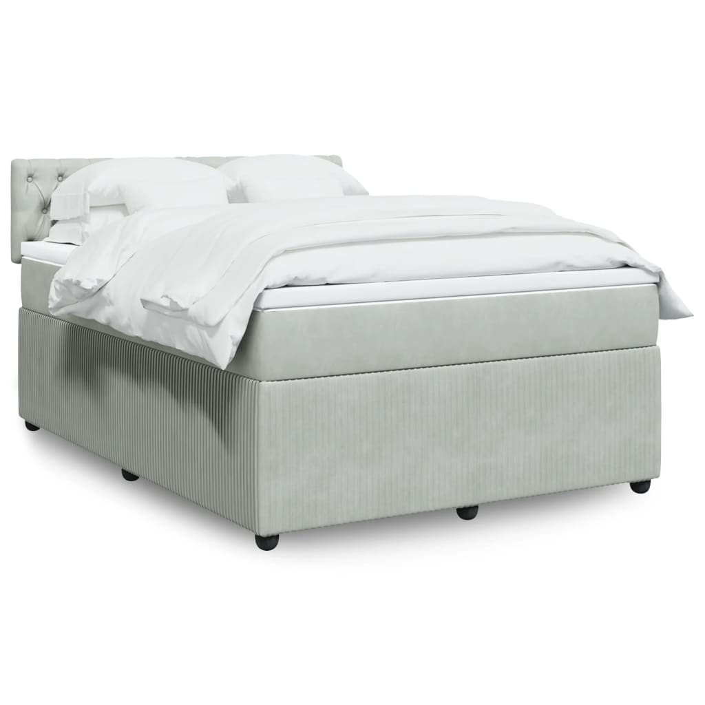 Boxspringbett Mit Matratze Samt Hellgrau