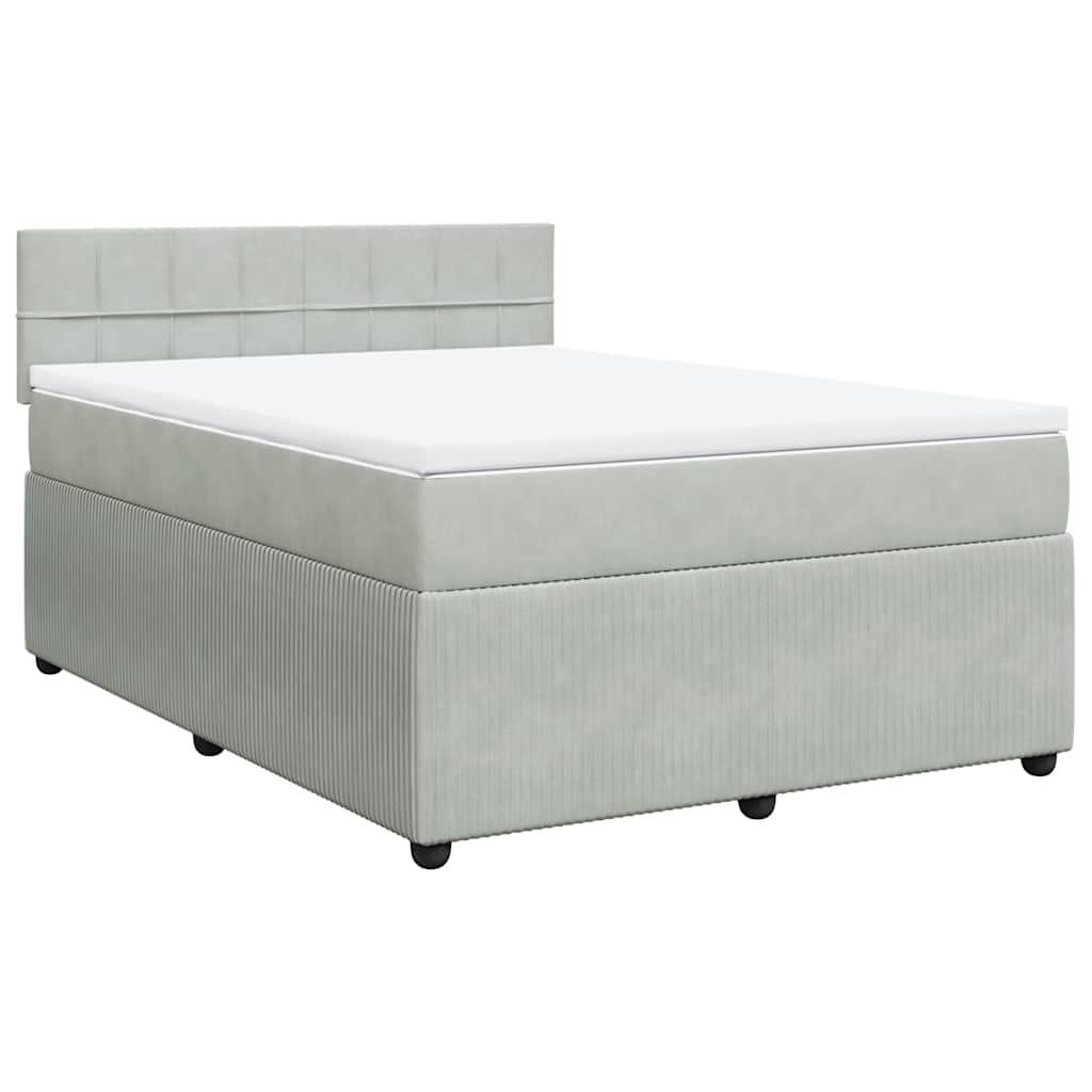 Boxspringbett Mit Matratze Samt Hellgrau