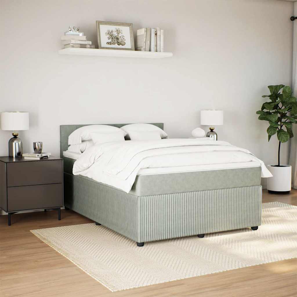 Boxspringbett Mit Matratze Samt Hellgrau