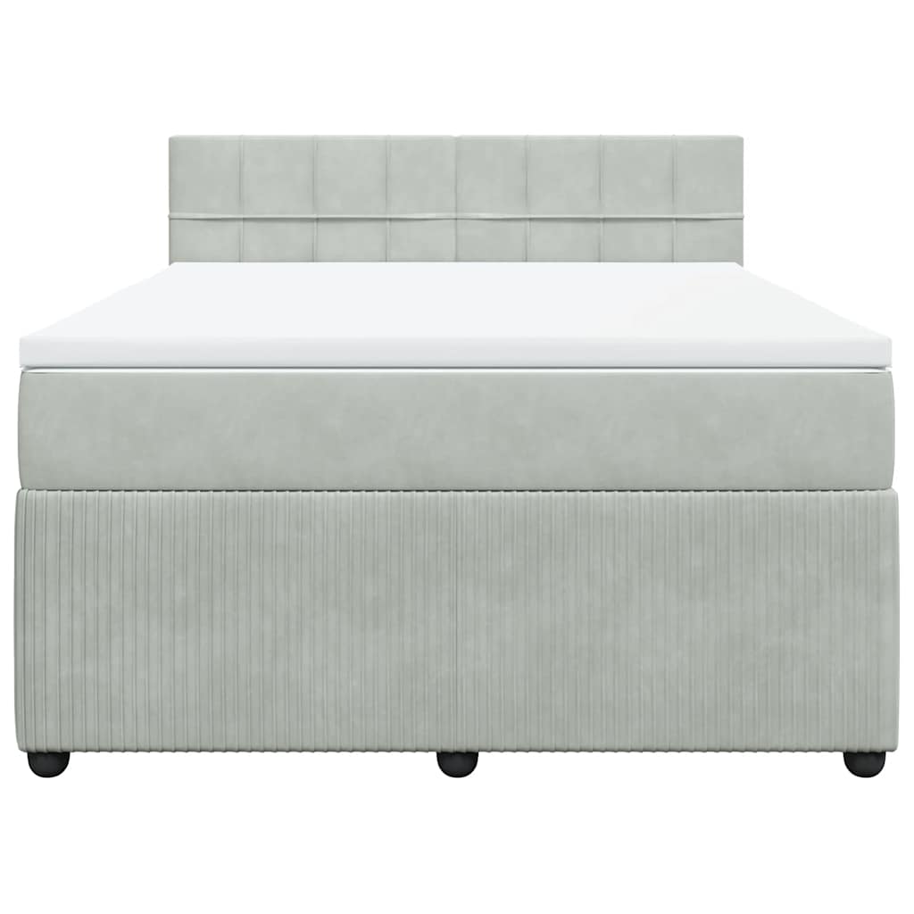 Boxspringbett Mit Matratze Samt Hellgrau