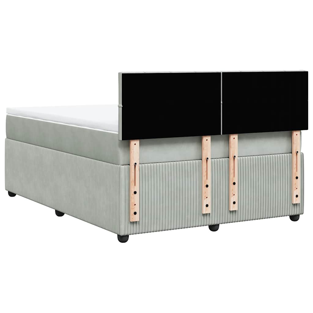Boxspringbett Mit Matratze Samt Hellgrau