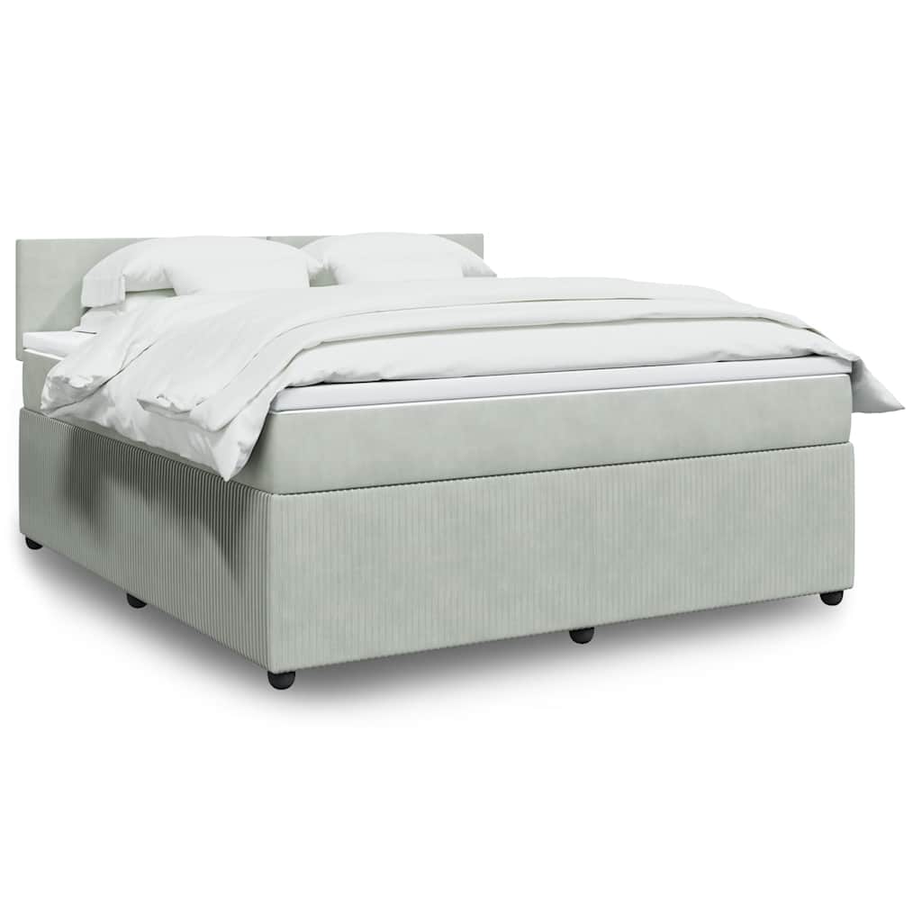 Boxspringbett Mit Matratze Samt Hellgrau