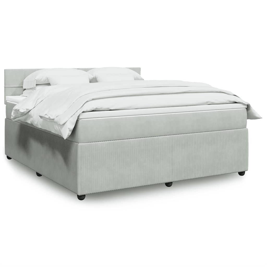 Boxspringbett Mit Matratze Samt Hellgrau