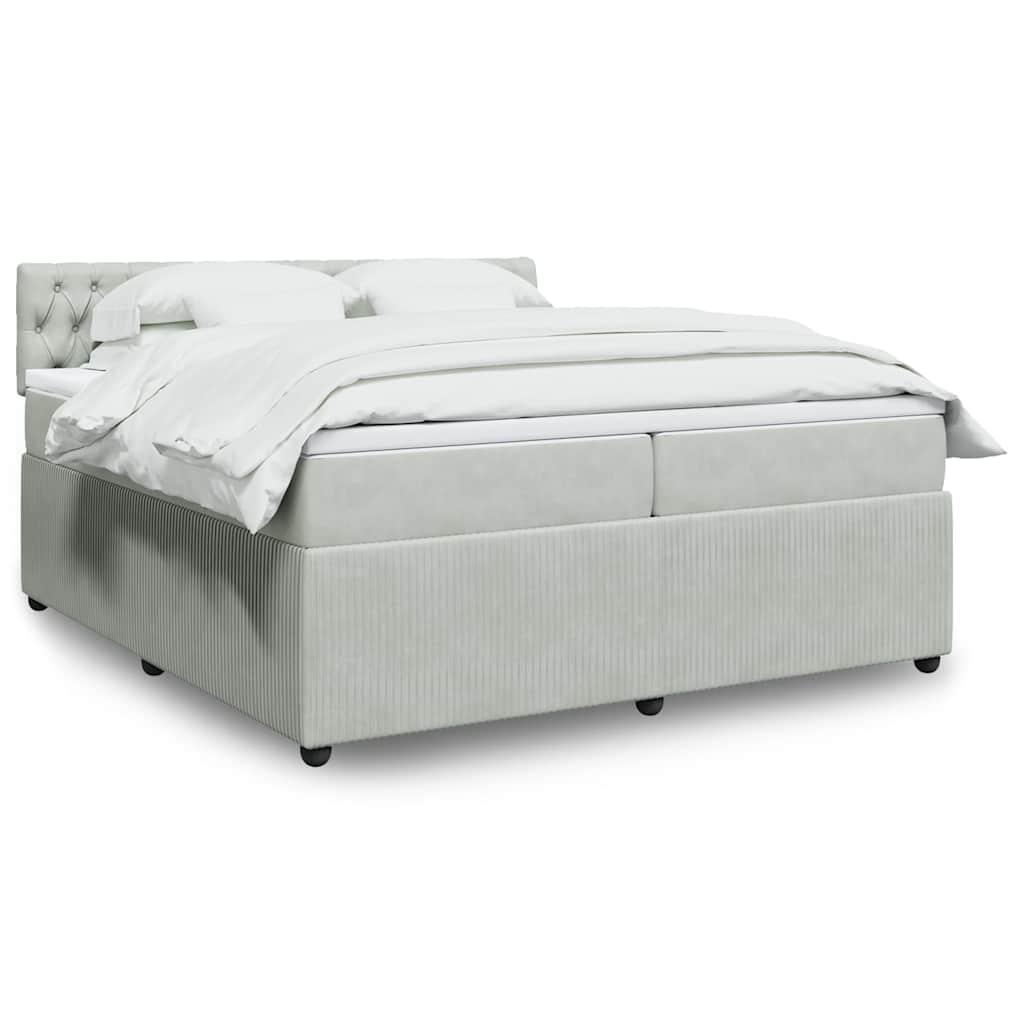 Boxspringbett Mit Matratze Samt Hellgrau