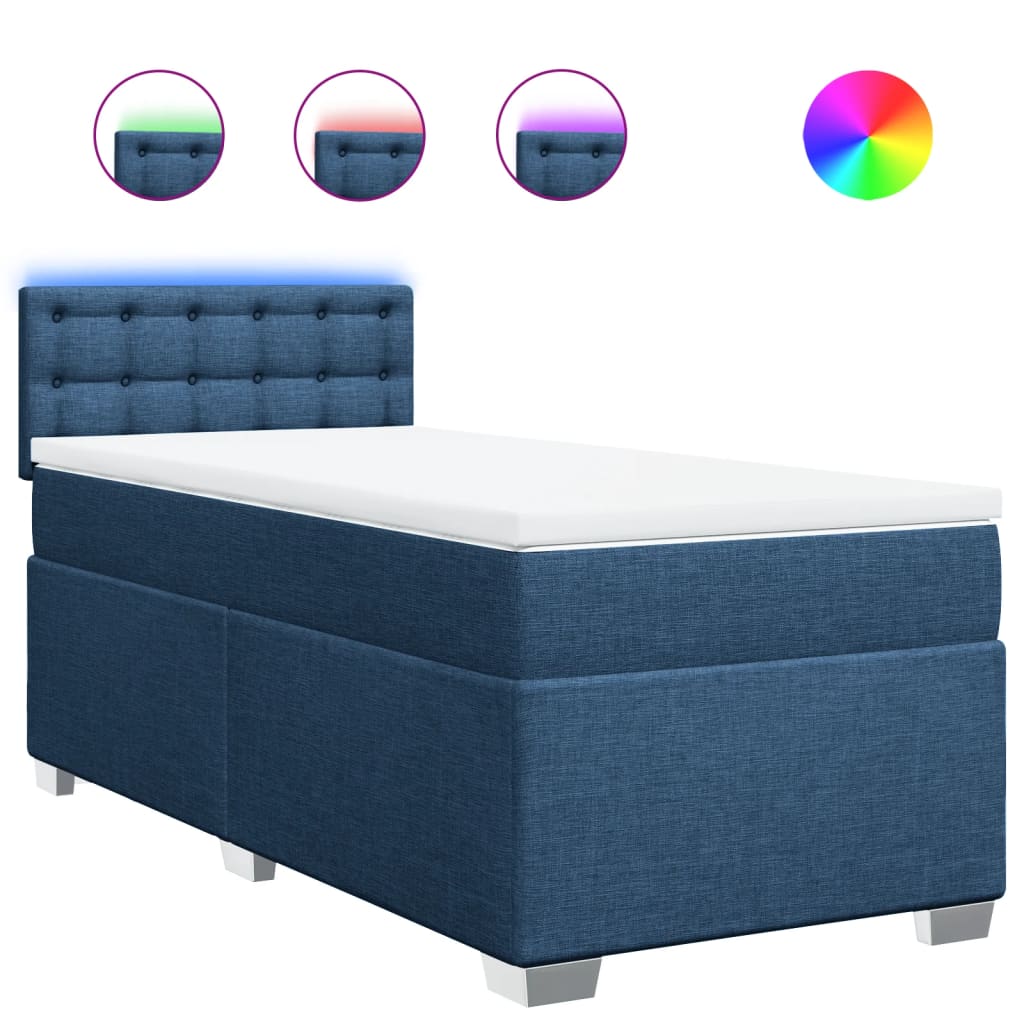 Boxspringbett Mit Matratze Stoff Blau