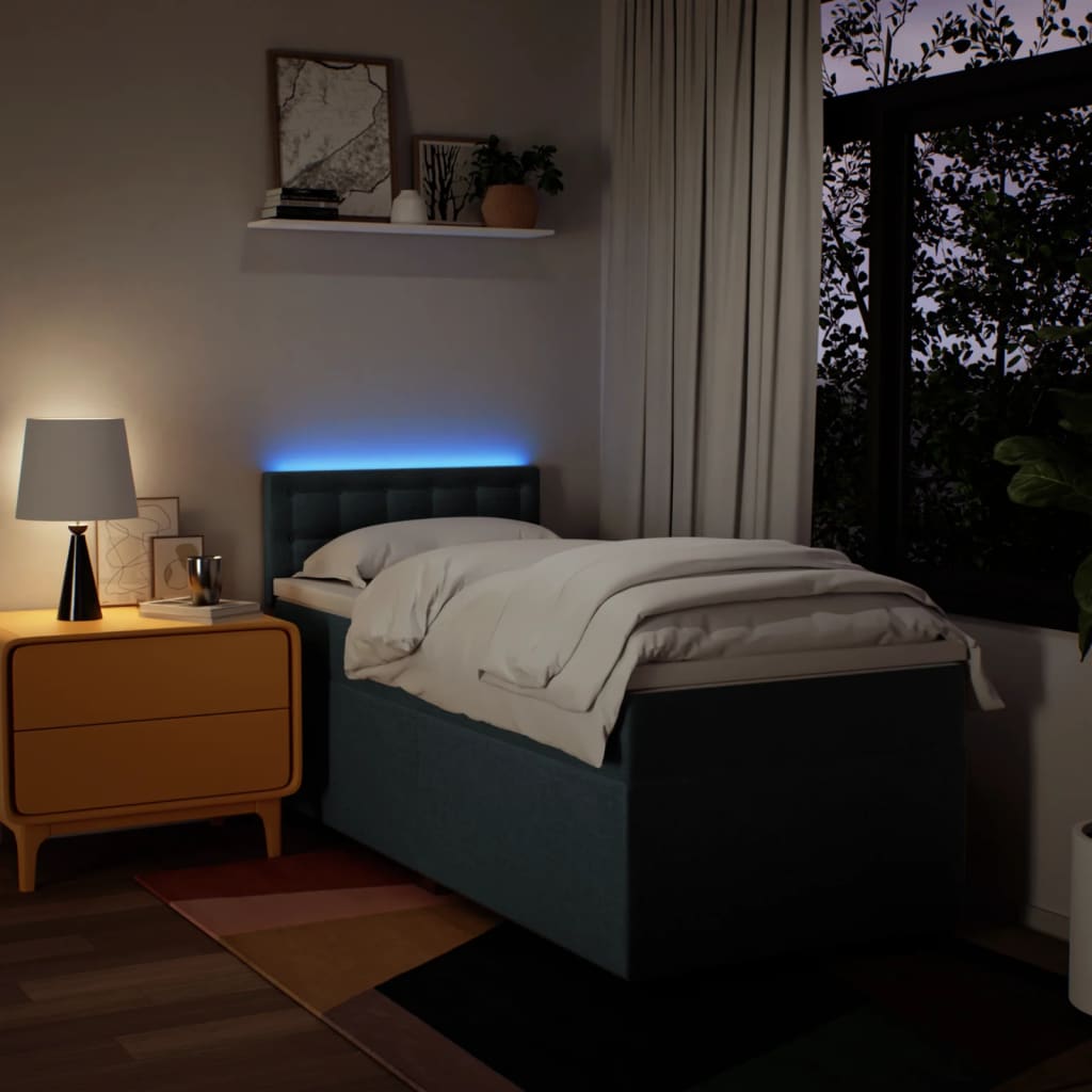 Boxspringbett Mit Matratze Stoff Blau