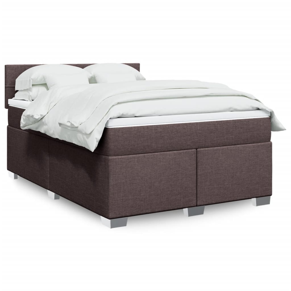 Boxspringbett Mit Matratze Stoff Dunkelbraun
