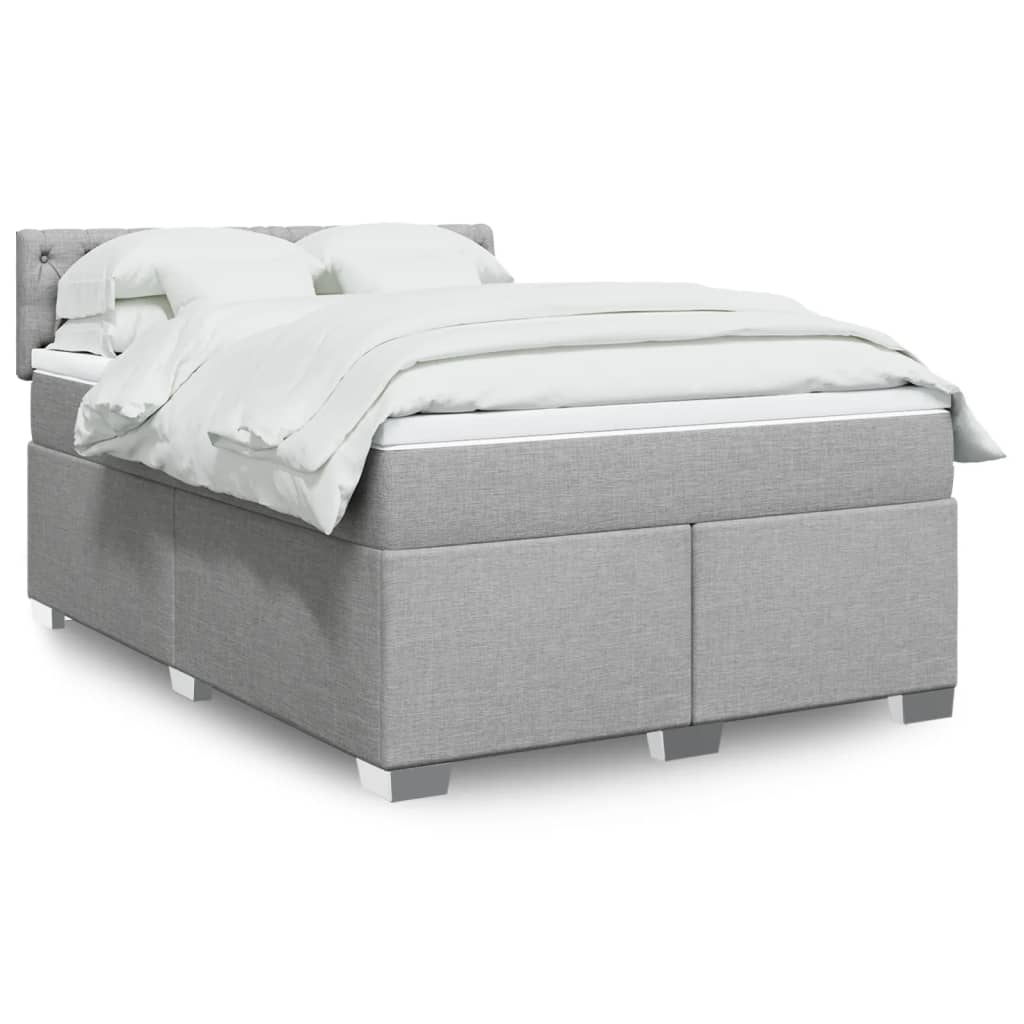 Boxspringbett Mit Matratze Stoff Hellgrau