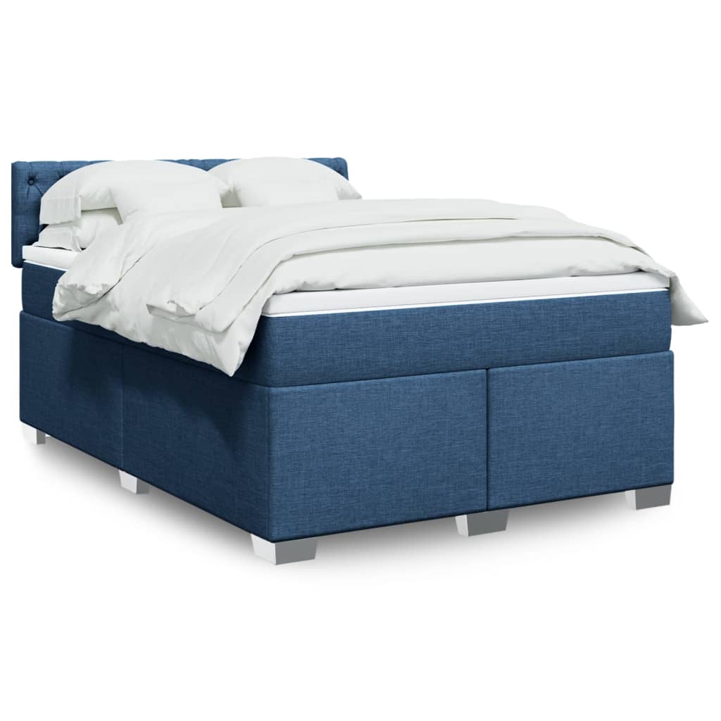 Boxspringbett Mit Matratze Stoff Blau