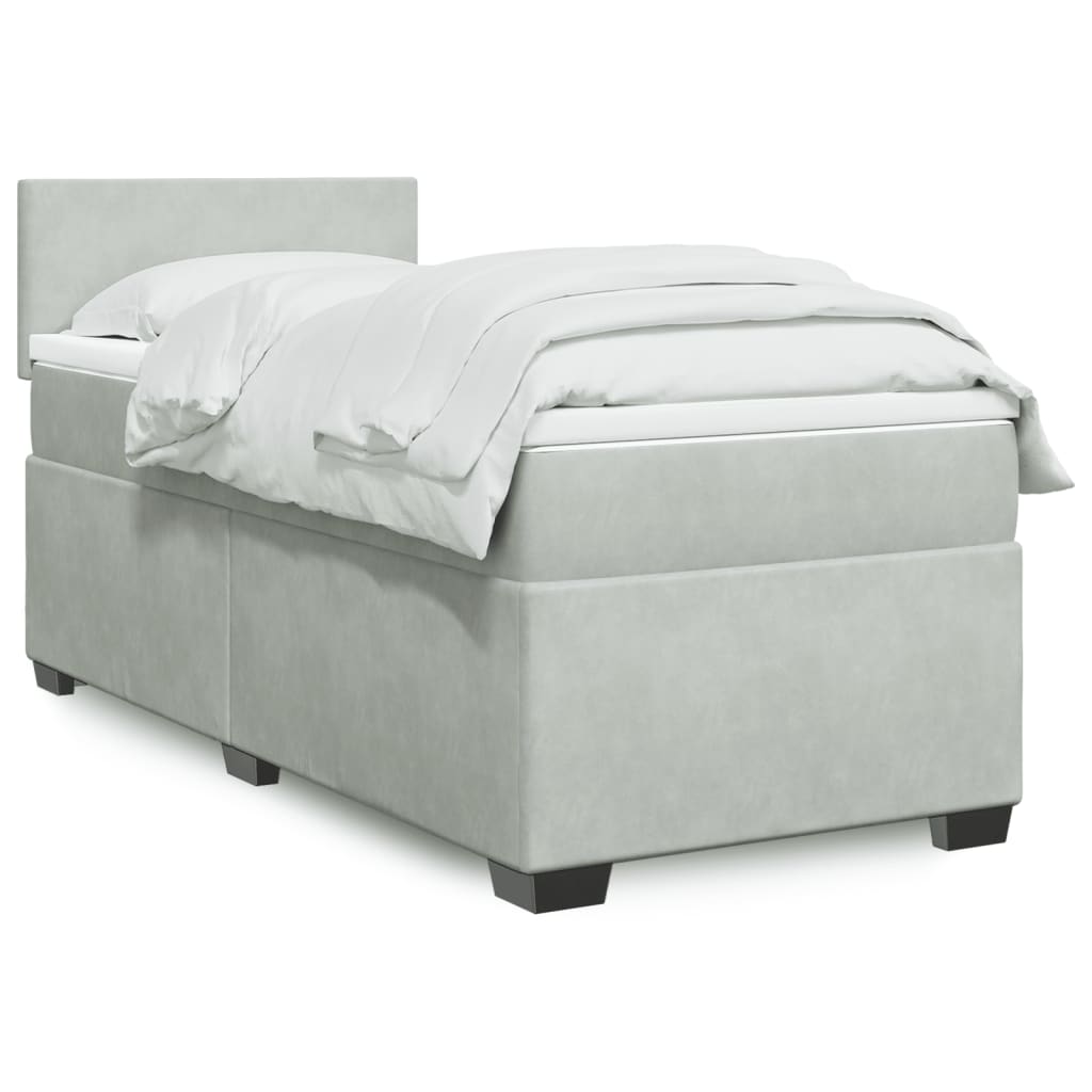 Boxspringbett Mit Matratze Samt Hellgrau