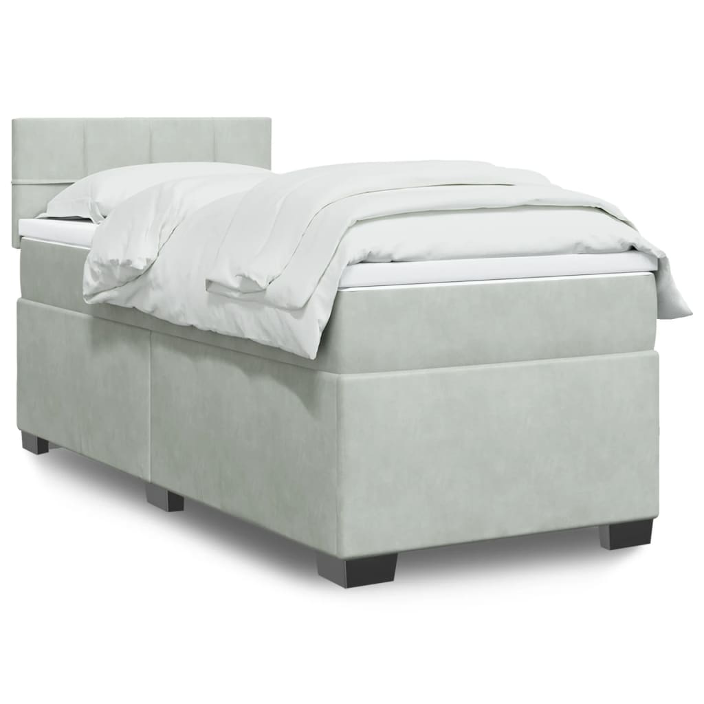 Boxspringbett Mit Matratze Samt Hellgrau