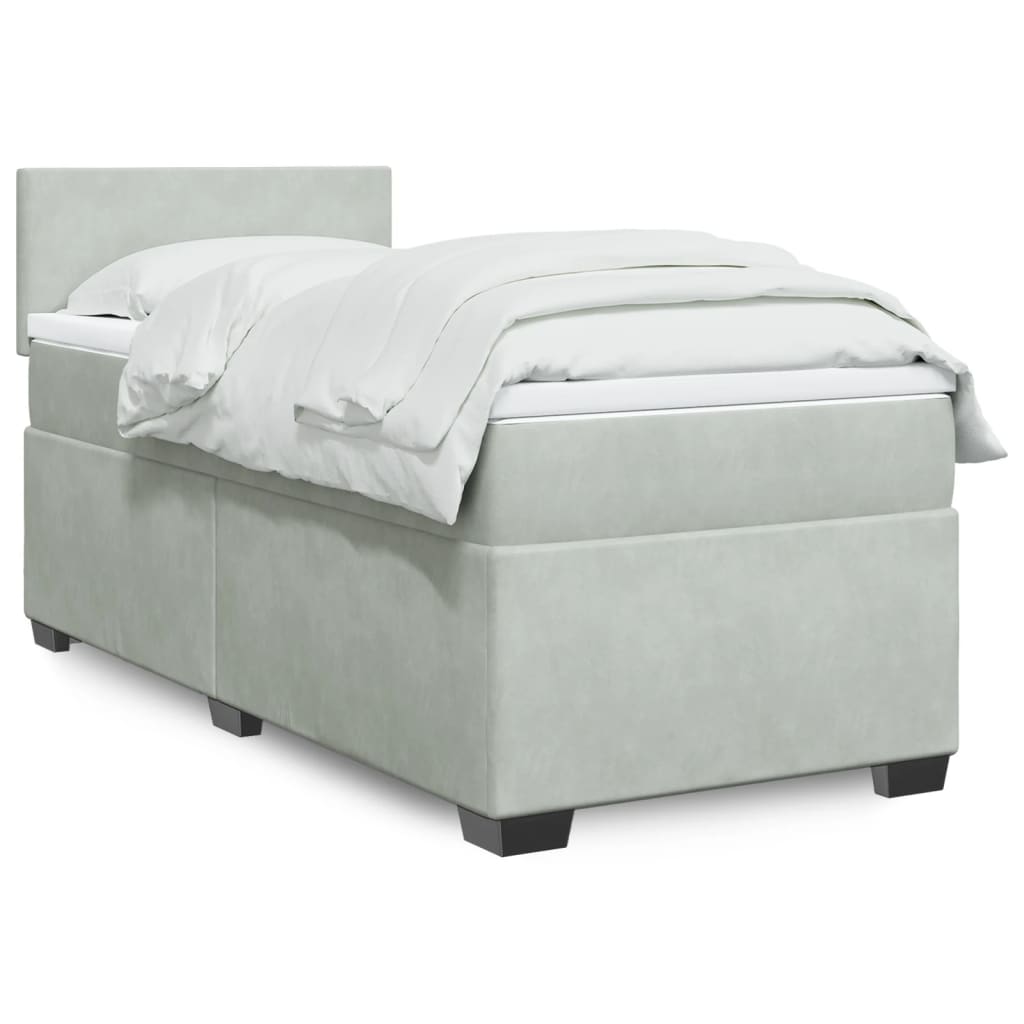 Boxspringbett Mit Matratze Samt Hellgrau