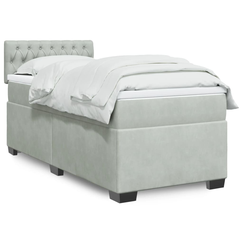 Boxspringbett Mit Matratze Samt Hellgrau