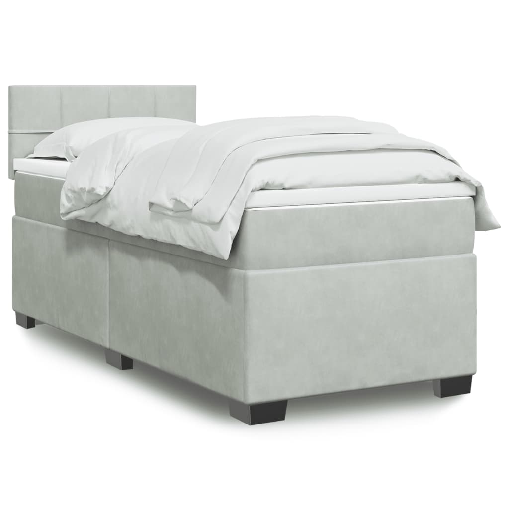 Boxspringbett Mit Matratze Samt Hellgrau