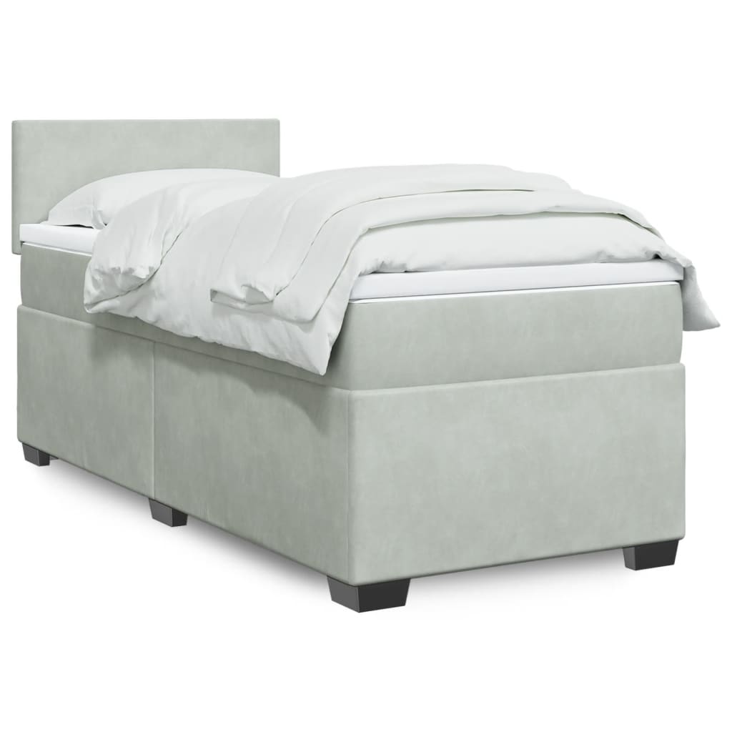Boxspringbett Mit Matratze Samt Hellgrau