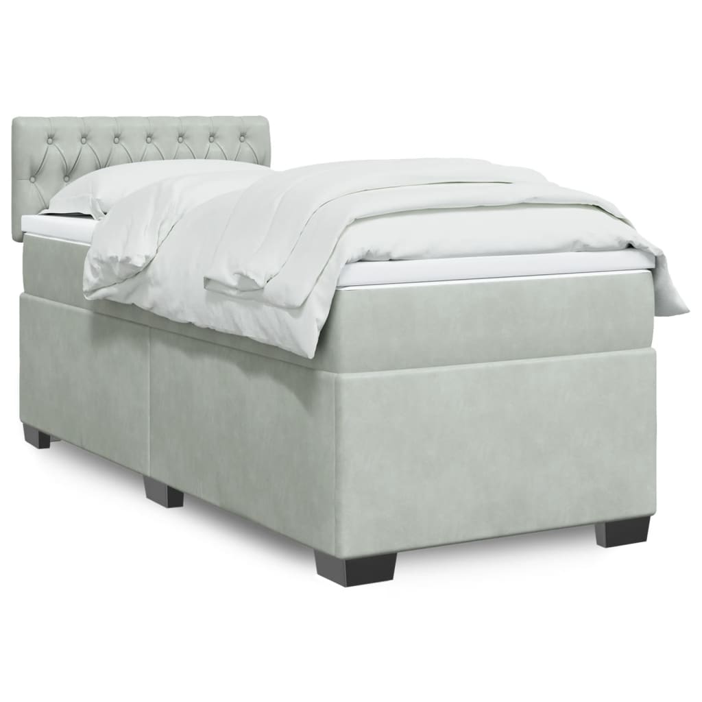 Boxspringbett Mit Matratze Samt Hellgrau