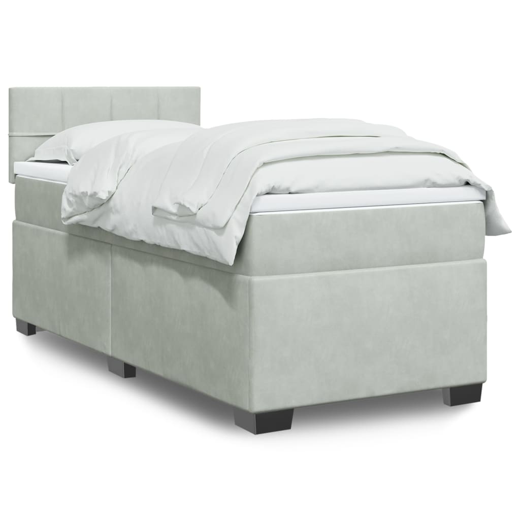 Boxspringbett Mit Matratze Samt Hellgrau