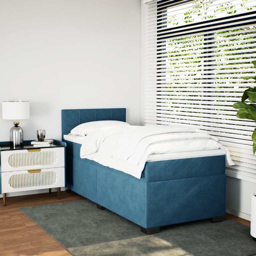 Boxspringbett Mit Matratze Samt Blau