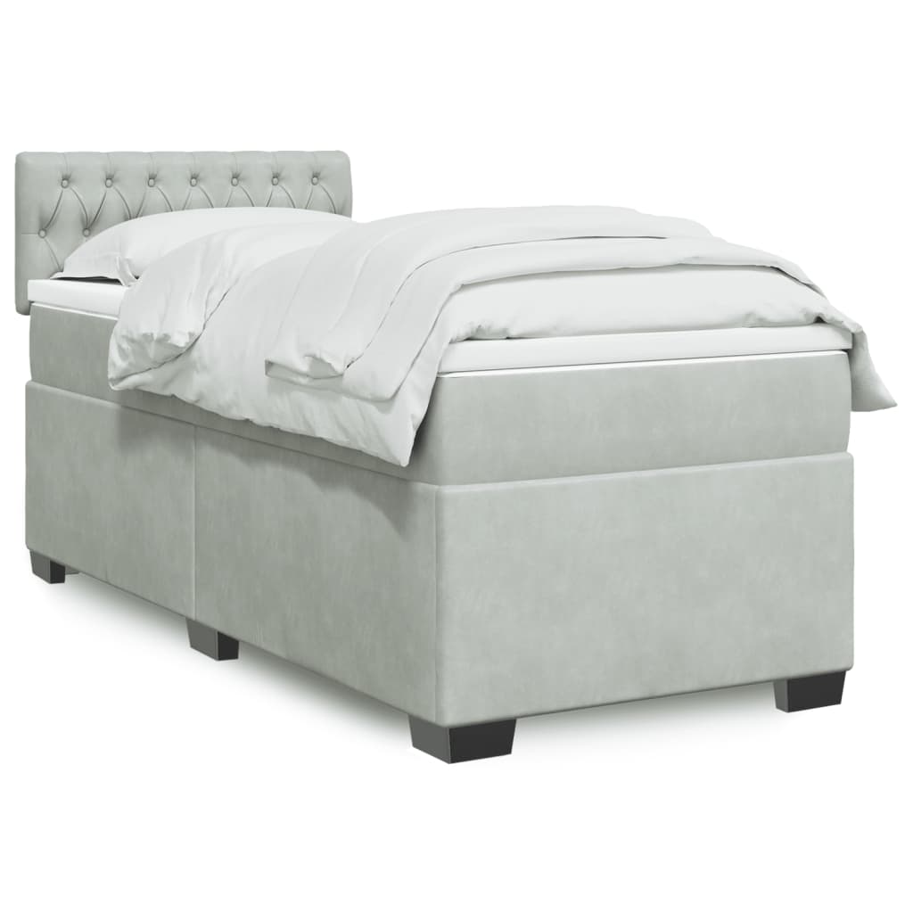 Boxspringbett Mit Matratze Samt Hellgrau