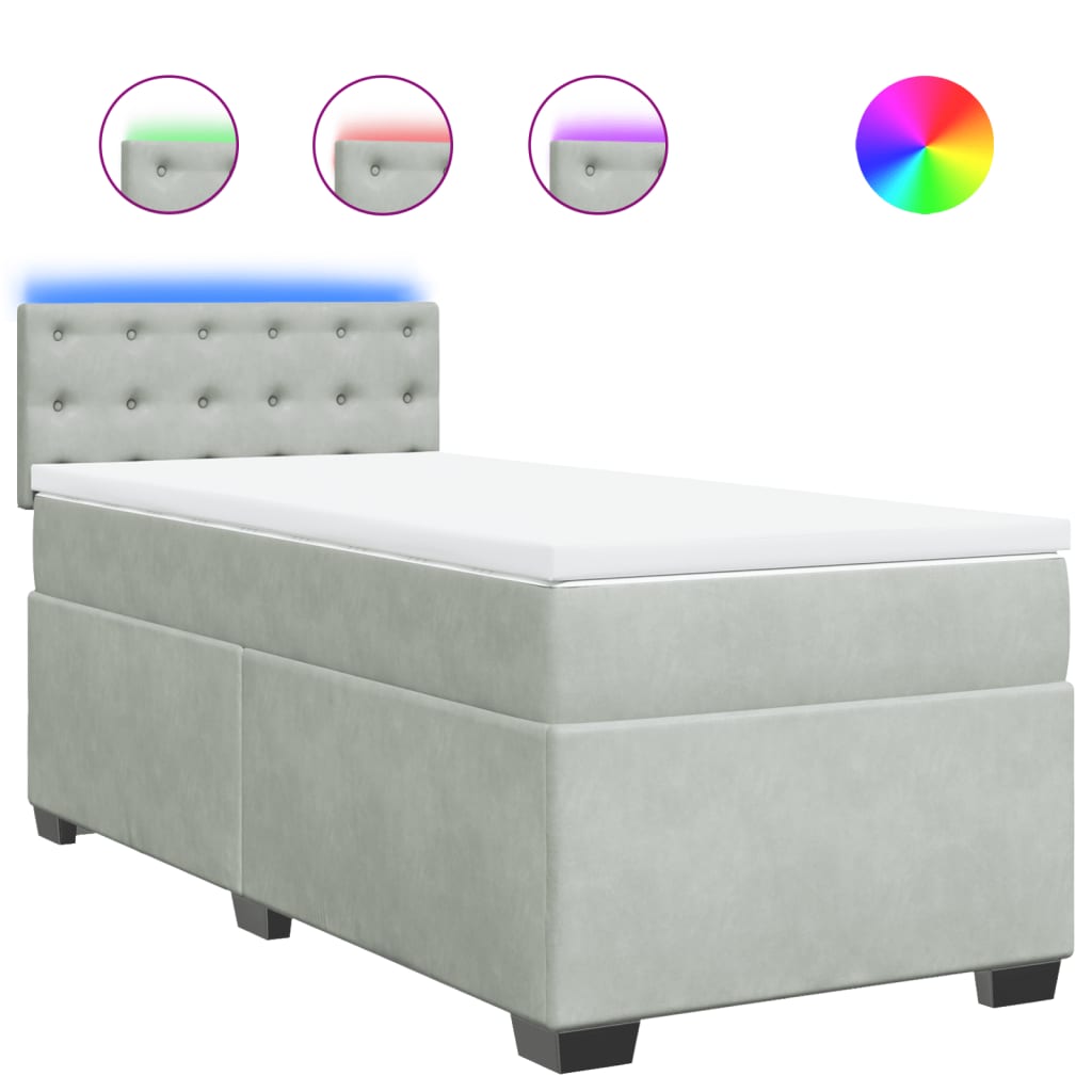 Boxspringbett Mit Matratze Samt Hellgrau