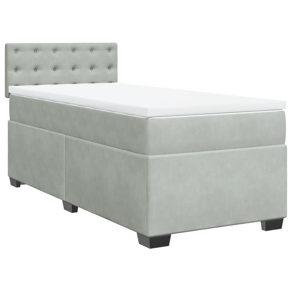 Boxspringbett Mit Matratze Samt Hellgrau