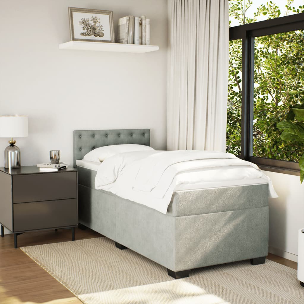 Boxspringbett Mit Matratze Samt Hellgrau