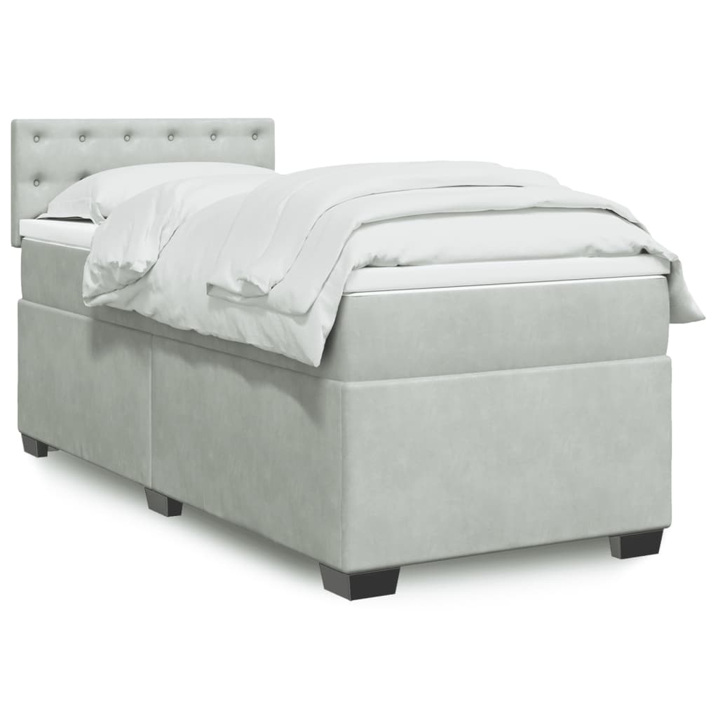 Boxspringbett Mit Matratze Samt Hellgrau