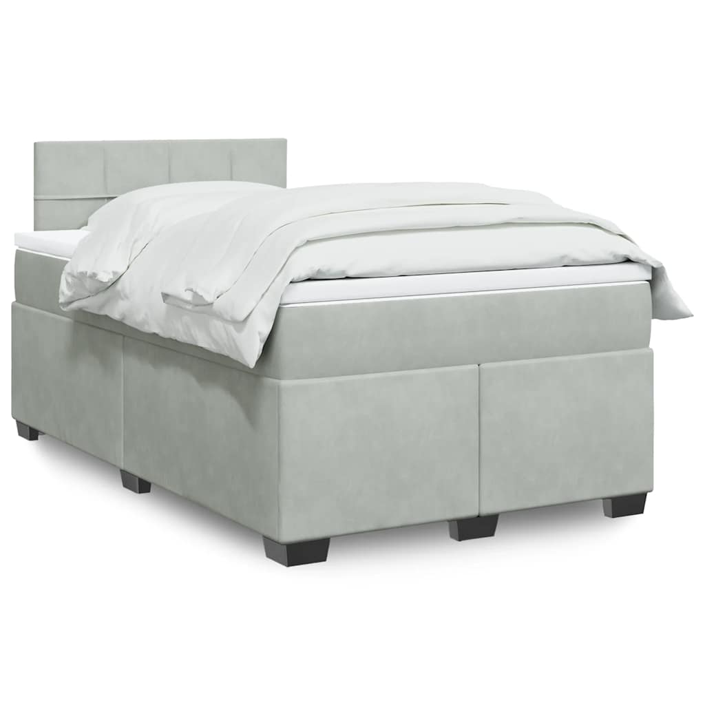 Boxspringbett Mit Matratze Samt Hellgrau