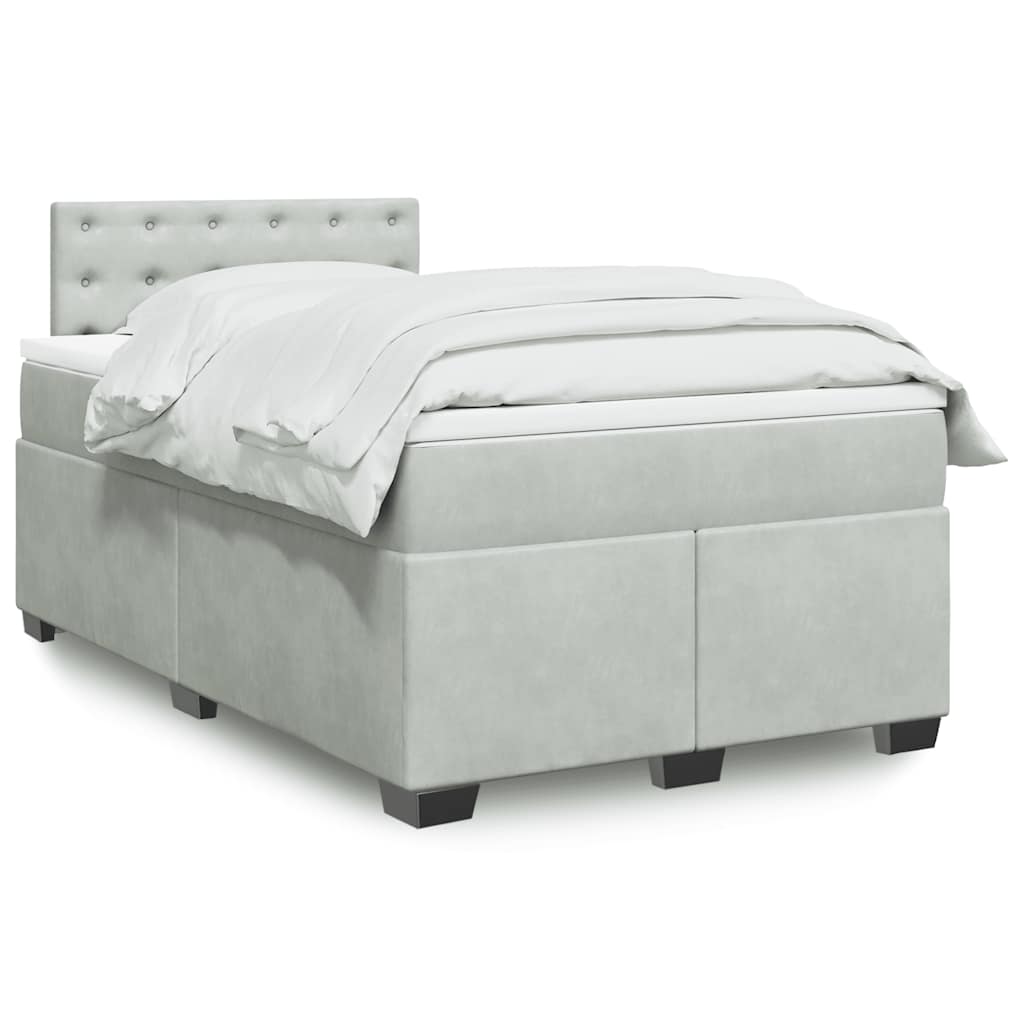 Boxspringbett Mit Matratze Samt Hellgrau