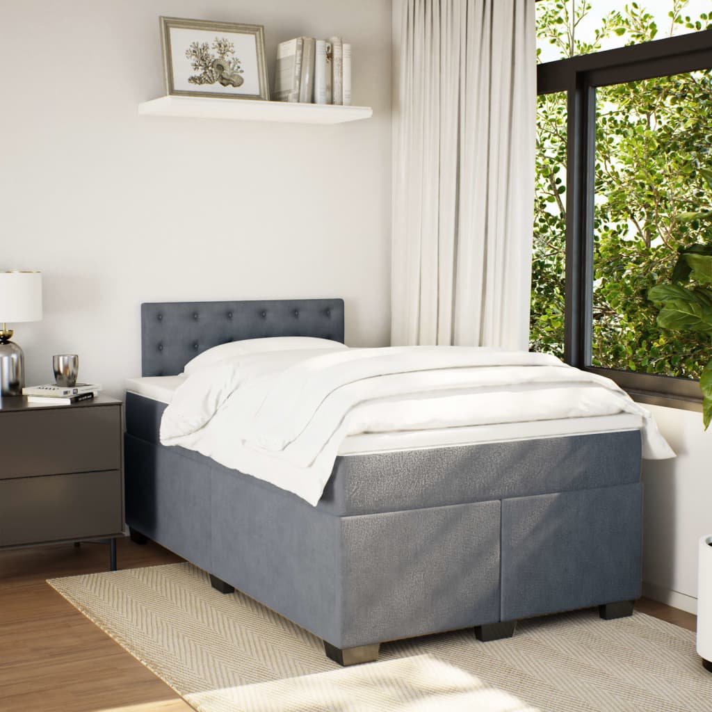 Boxspringbett Mit Matratze Samt Dunkelgrau