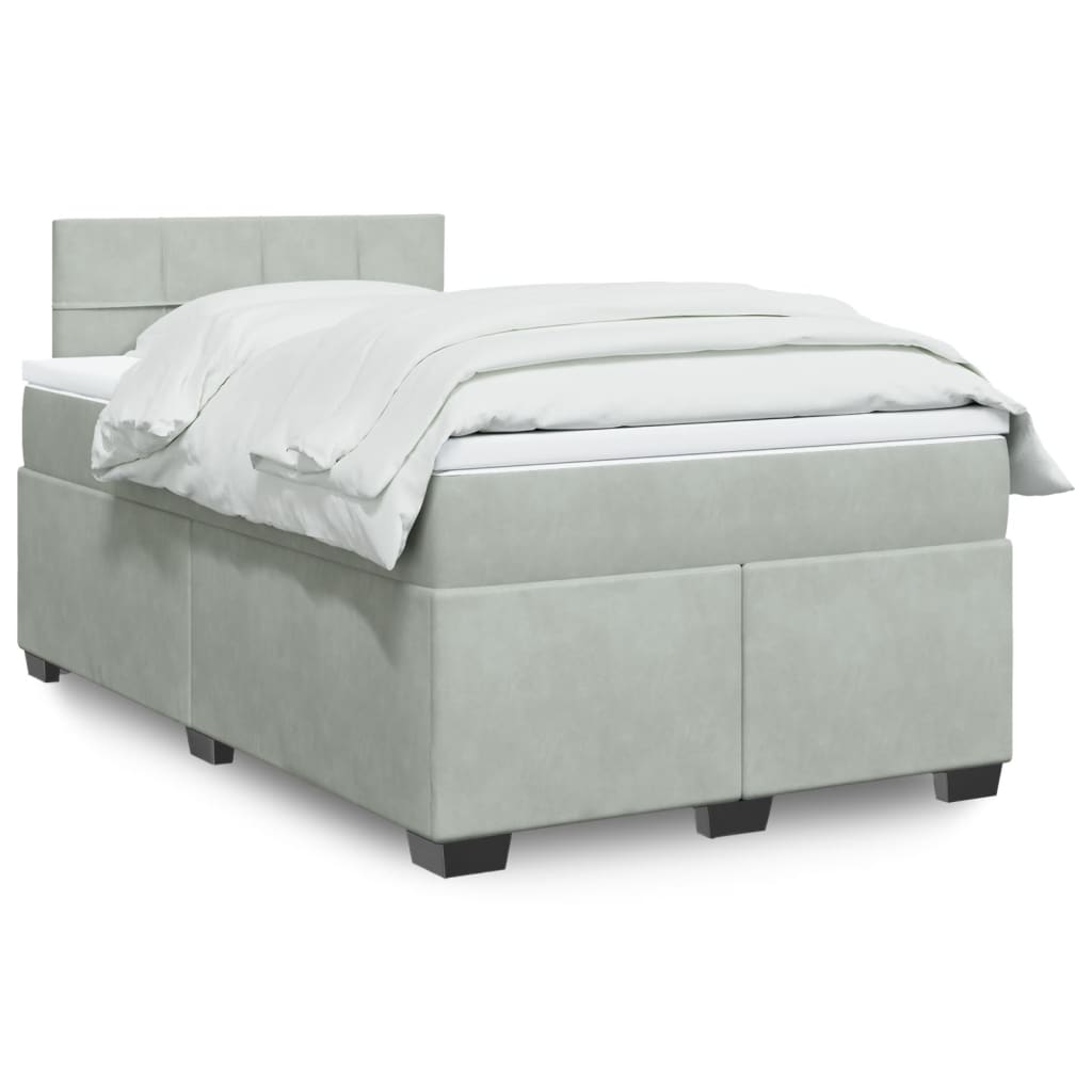 Boxspringbett Mit Matratze Samt Hellgrau