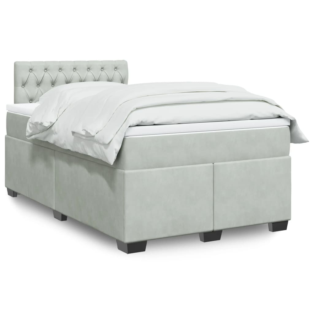 Boxspringbett Mit Matratze Samt Hellgrau