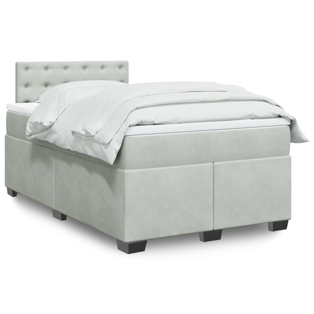 Boxspringbett Mit Matratze Samt Hellgrau