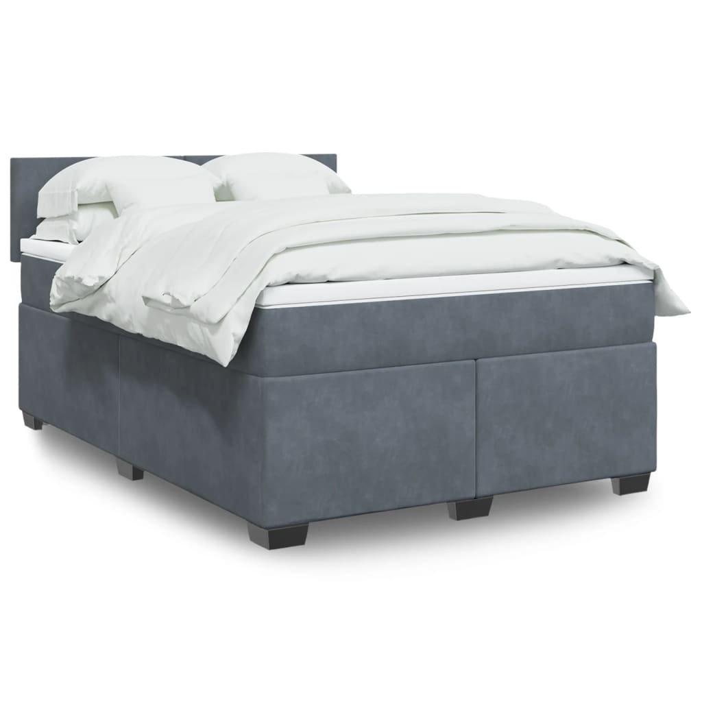 Boxspringbett Mit Matratze Samt Dunkelgrau