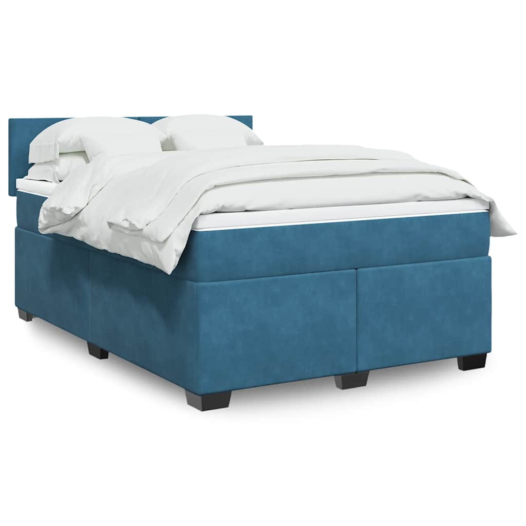 Boxspringbett Mit Matratze Samt Blau